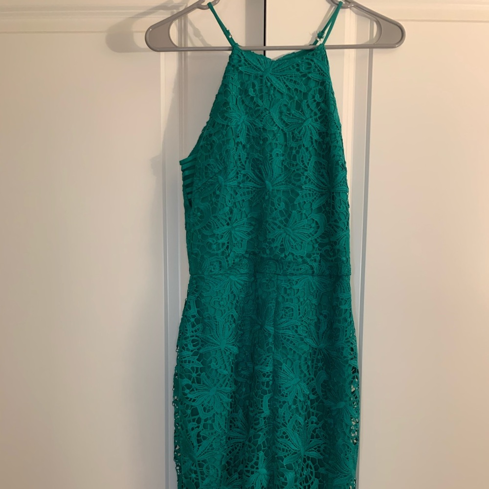 Forest green lace dress